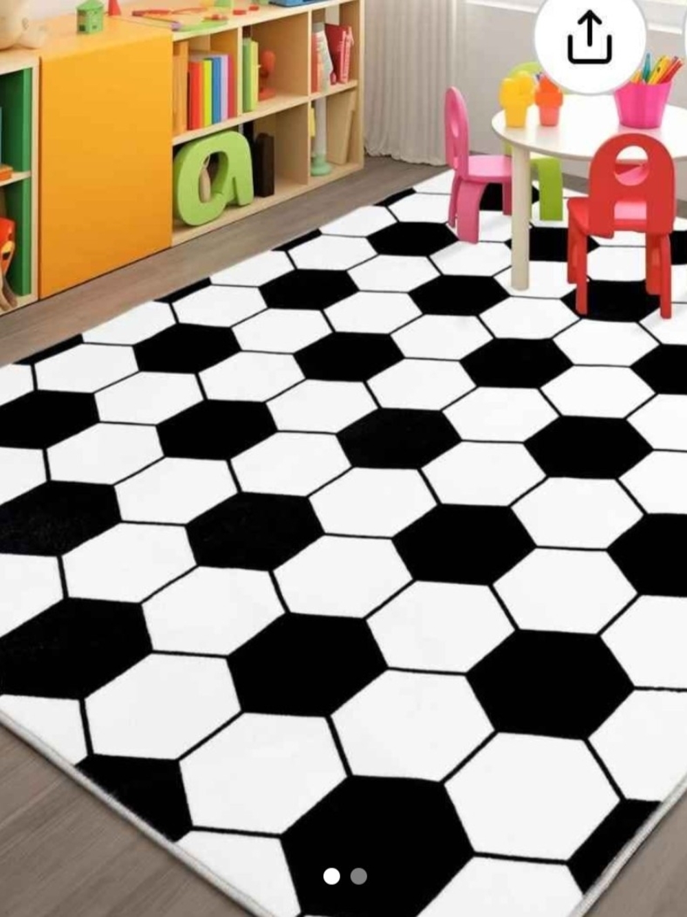 Black & White Soccer Playroom Rug
